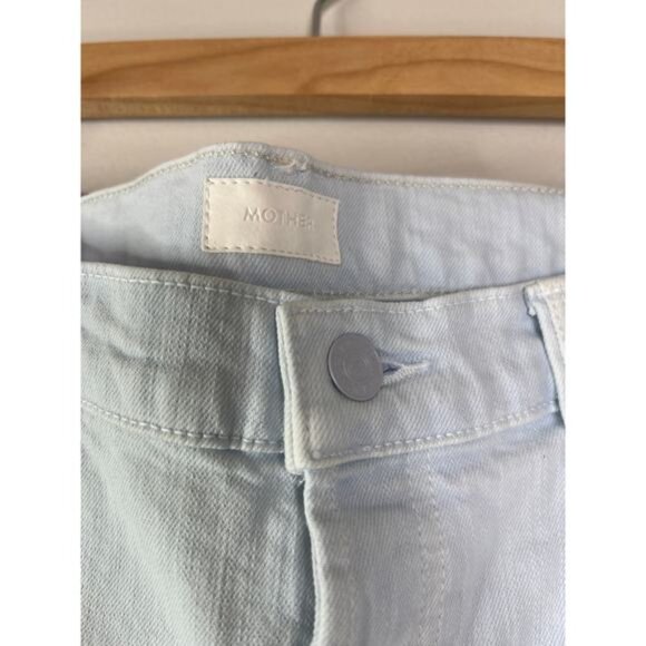 NWT Mother The Scrapper Cuff Ankle Fray Zip Denim Jeans Bottom Baby Blue Size 28 - Picture 4 of 9